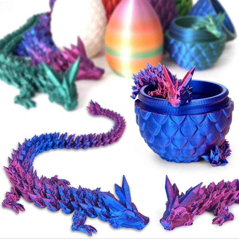 3D Printed Crystal Dragon & Egg Set, Car Interior Desktop Decoration, Car Interior Accessories, Gift Set for Car, Home, Office