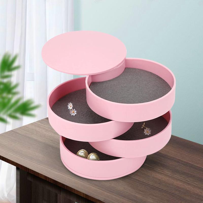 Round Multi-layer Desktop Jewelry Storage Box, Dust-proof Rotatable Accessories Makeup Organizer with Lid for Dressers for Bedroom,  Jewelry Case Room Organizer, Home Decoration, Summer for Gift, Fall Decor