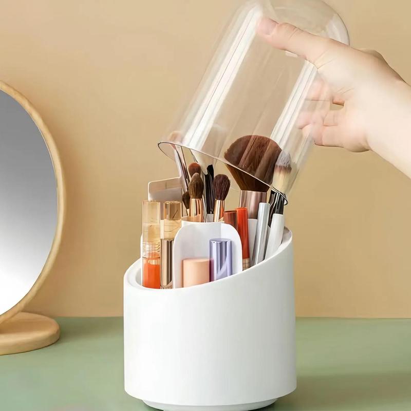 360 Degree Rotation Makeup Brush Holder, Modern Geometric Design Makeup Box, Multi-grid Multi-functional Desktop Cosmetic Organizer