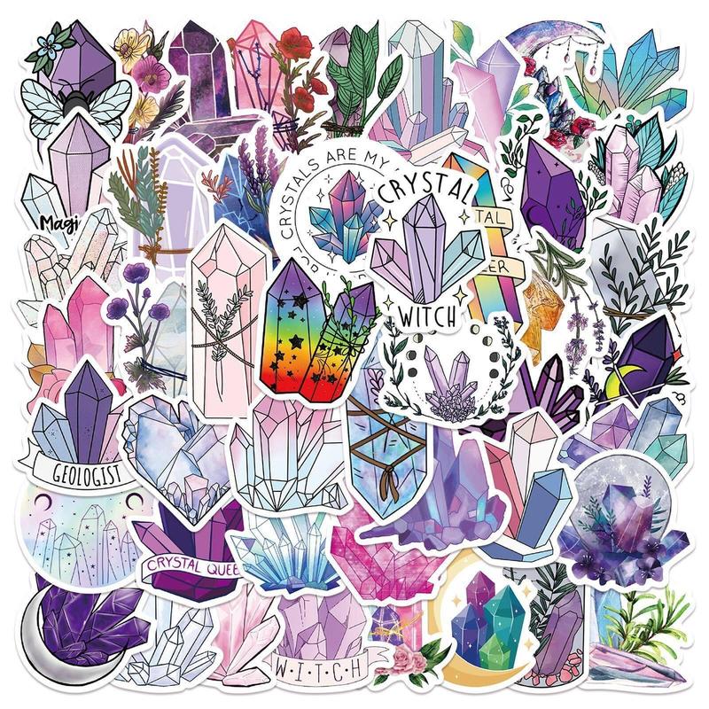 50pcs Gem Crystal Series Graffiti Stickers, Waterproof Self Adhesive Decor Paper, Decor Sticker for Gift Greeting Card Water Bottle Laptop Phone