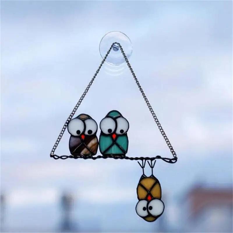 Owl Design Acrylic Window Hanging, 1 Count Lovely Bird Suncatcher for Hanging Ornament, Window Decor for Home Bathroom Balcony Garden Office