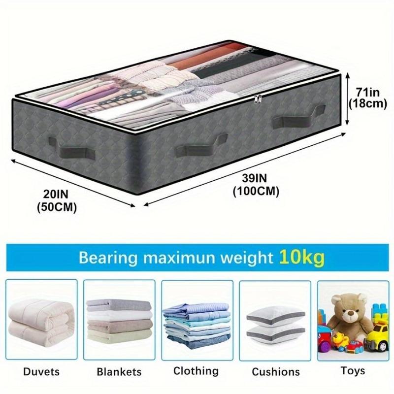 Under Bed Storage Bag, 4 Counts Large Capacity Clothes Storage Bag with Clear Window & Reinforced Handle, Foldable Storage Organizer for Bedroom Wardrobe