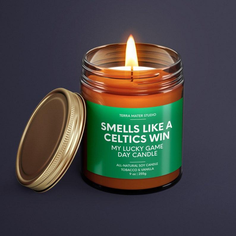 Smells Like A Celtics Win Candle, Boston Lucky Game Day Candle, Soy Candle, Boston Gift, Sports Gift, Basketball Decor, Unique Gift Idea, Basketball Candle, Basketball Gift, Candle Gift