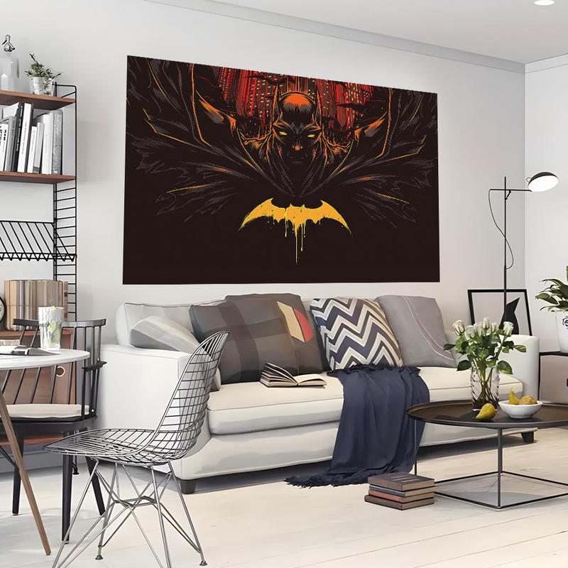 Cartoon Character Theme Batman Pattern Tapestry, 1 Count Wall Hanging Tapestry, Wall Decor for Home Living Room Bedroom