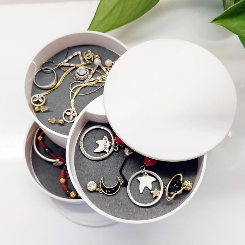 Round Multi-layer Desktop Jewelry Storage Box, Dust-proof Rotatable Accessories Makeup Organizer with Lid for Dressers for Bedroom,  Jewelry Case Room Organizer, Home Decoration, Summer for Gift, Fall Decor