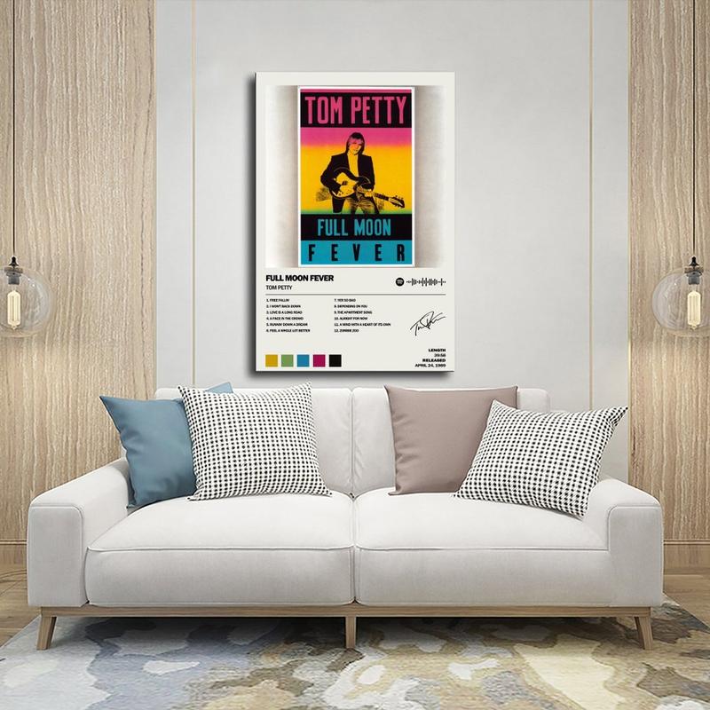 Tom Petty Full Moon Fever Music Album Cover Signed Limited Scannable Song Code Music Poster Canvas Poster Bedroom Decor Sports Landscape Office Room Decor Gift