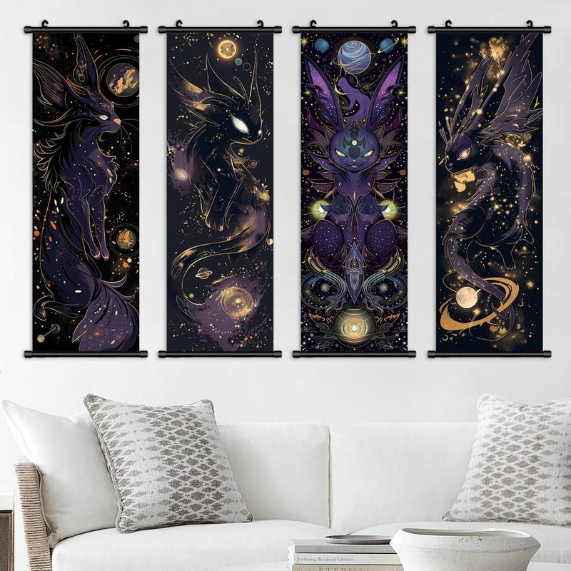 Animal Pattern Wall Art, 4 Counts set Vintage Pet Pattern Decorative Painting, Wall Art Painting, Exquisite Home Decorative Art, Wall Art Decor for Home Living Room Bedroom, Wall Decor