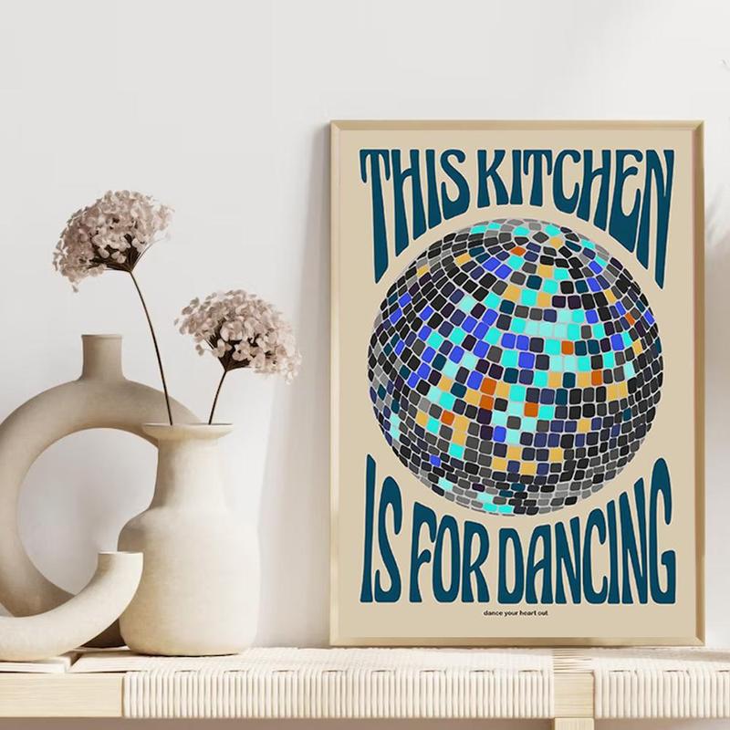 Vintage Disco Ball Pattern Unframed Painting, 1 Count Retro Kitchen Wall Art, Wall Decor for Home Living Room Bedroom, Home Decor