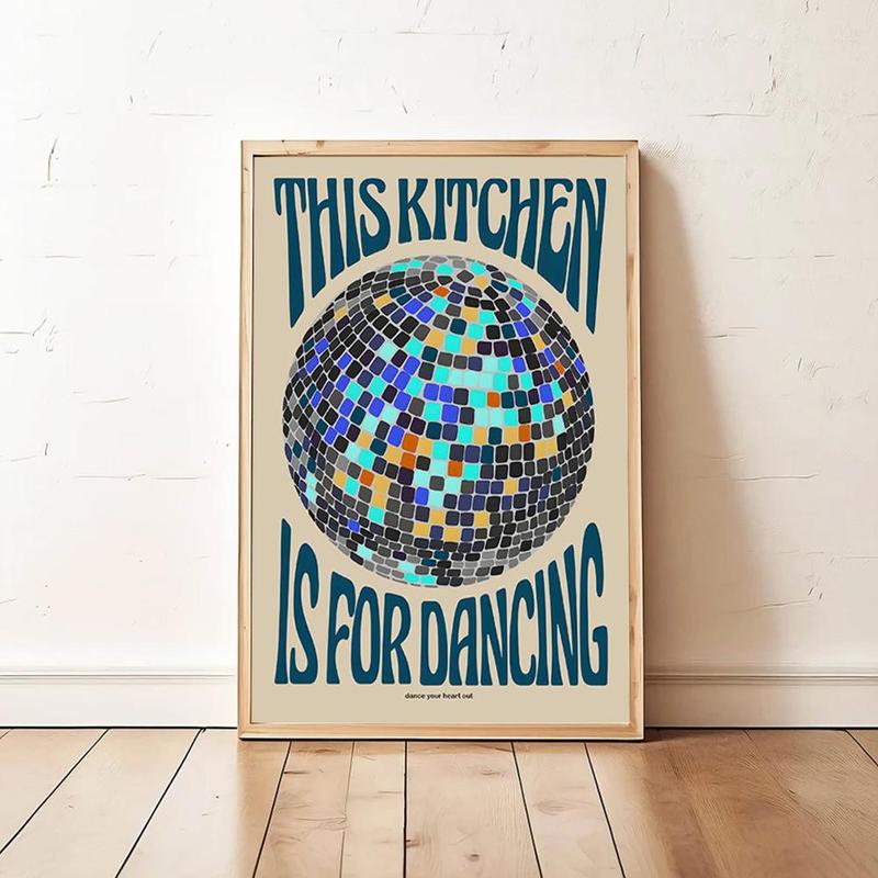 Vintage Disco Ball Pattern Unframed Painting, 1 Count Retro Kitchen Wall Art, Wall Decor for Home Living Room Bedroom, Home Decor