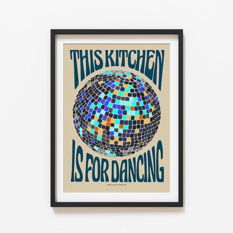 Vintage Disco Ball Pattern Unframed Painting, 1 Count Retro Kitchen Wall Art, Wall Decor for Home Living Room Bedroom, Home Decor