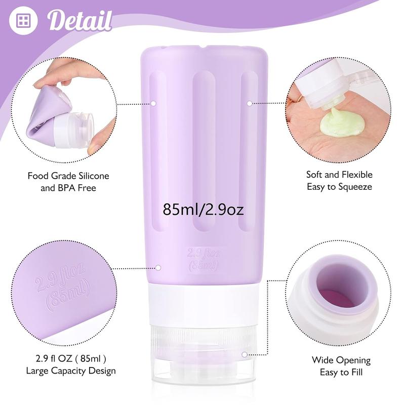 16 Pcs Silicone Bottles Set, Leak-Proof Design, Travel Size, TSA Approved for Toiletries, Portable Containers and Gifts for Women