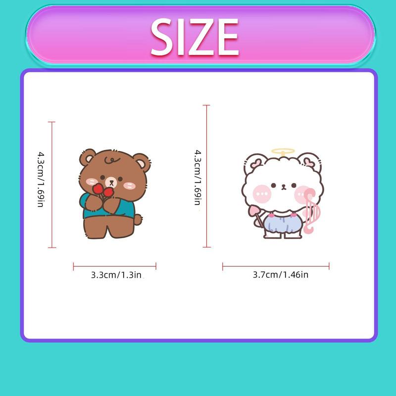 100 Pcs Cute Bear Stickers Pack, DIY Bear Theme Waterproof Adhesive Stickers, Decoration Stickers for Laptop Planners Scrapbook Cups Diary Notebooks Album Phone Case