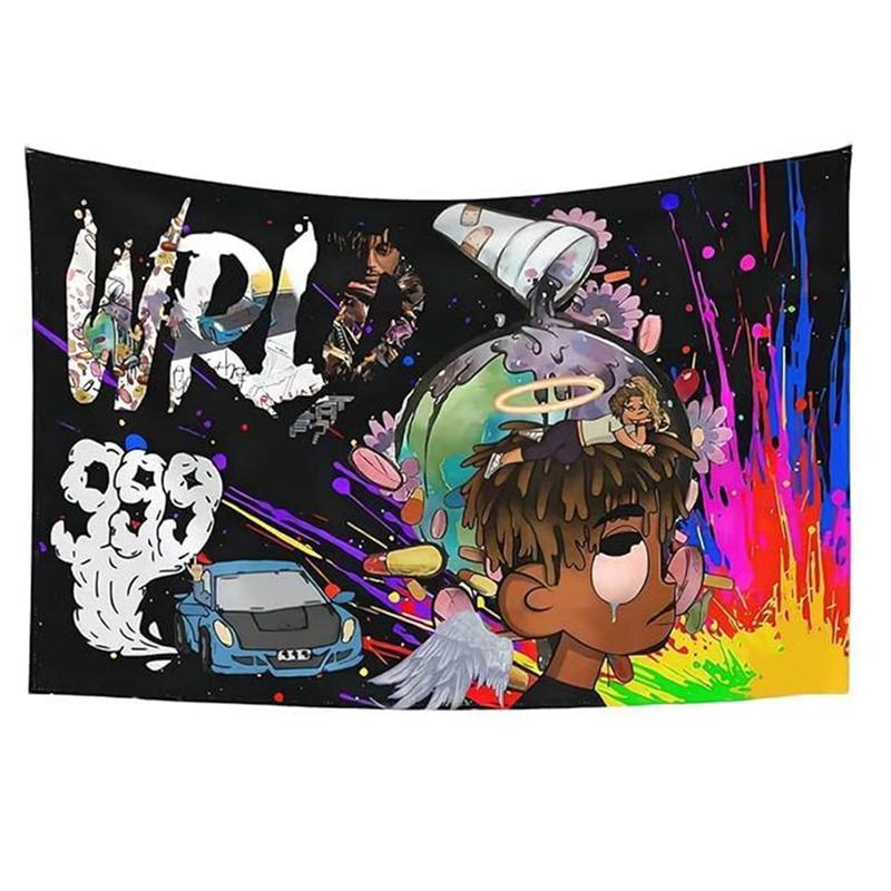 Rappe 3x5Ft Flags Juice Wrld Tapestry Wall Hanging for Bedroom College Dorm Rooms Decor Banner with 4 Brass Grommets