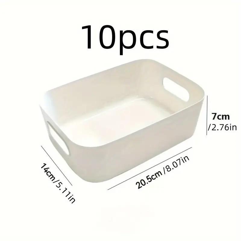 Kitchen Storage Box, 10pcs set Stackable Storage Box with Handle, Desktop Organizer for Home Kitchen Bathroom Office Dormitory