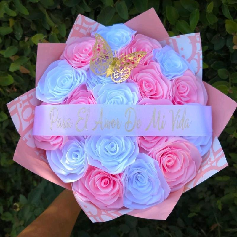 Para El Amor De Mi Vida flores eternas eternal rose bouquet liston ribbon arrangement gift regalo decor decoration room Decorative