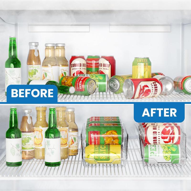 Can Organizer For Pantry - Soda Can Organizer For Refrigerator - Can Storage Organizer Pantry, Fridge & Freezer Organization - Holds  & Soup Can (Clear, Pack of 2)