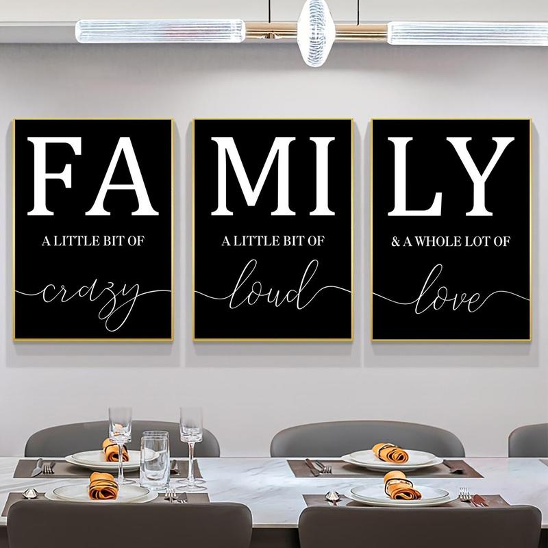 Family Themed Canvas Poster without Frame, 3 Counts set Modern Simple Wall Art Painting, Wall Art Decor for Home Living Room Bedroom Office