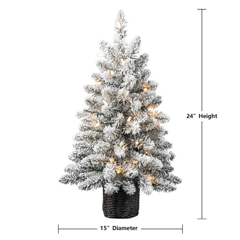 24 in Pre-Lit CF Spruce Artificial Christmas Tree with 35 Clear LED Lights and Stand, by HT