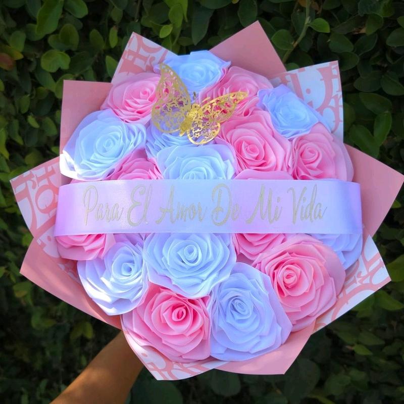 Para El Amor De Mi Vida flores eternas eternal rose bouquet liston ribbon arrangement gift regalo decor decoration room Decorative