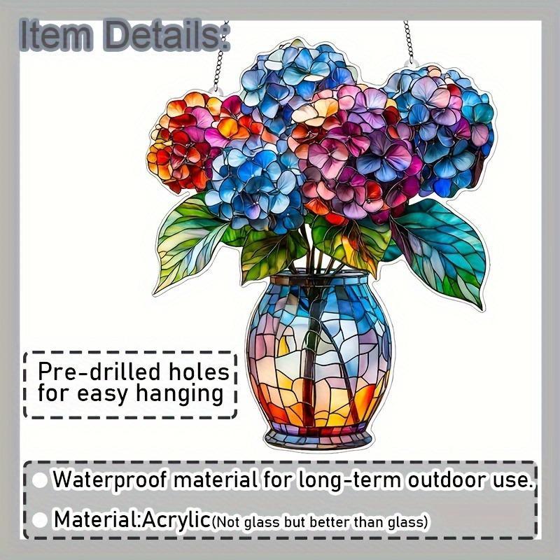 Hydrangea Design Hanging Decor, 1 Count Colorful Acrylic Hanging Ornament, Hanging Decor for Home Living Room Garden