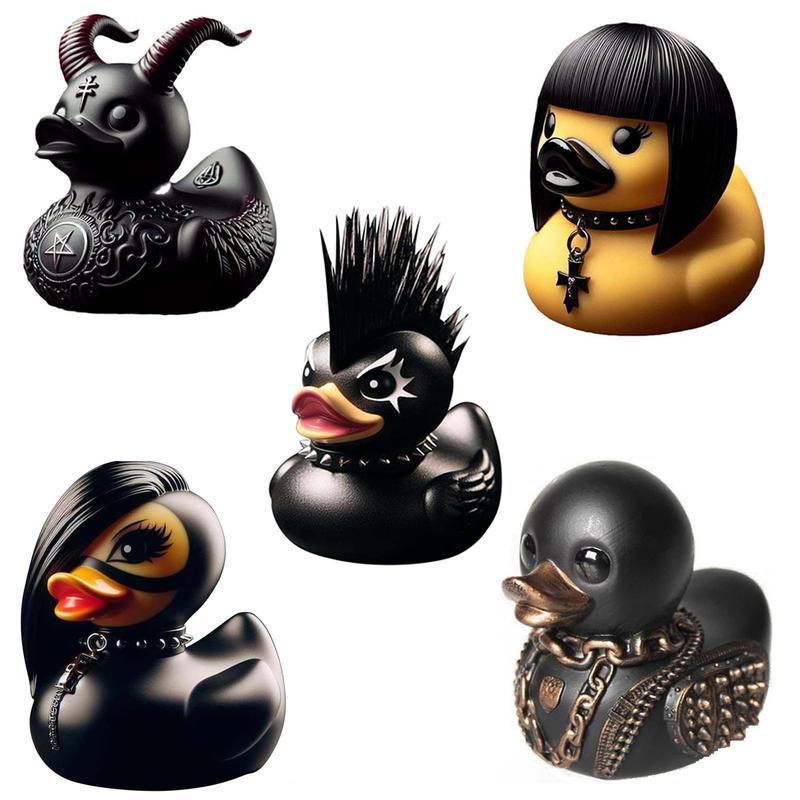 7 count Christmas Whimsy Goth Duck Decor, Gothic Little Resin Duck Figurine Halloween Statue Ducks Office Desk Decor Car Decorations,Gothic Duck Decor for Car Decor Tabletop Ornaments Christmas Gifts