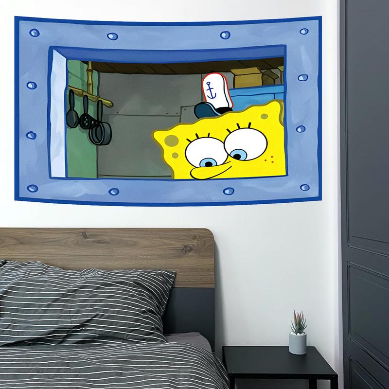 SpongeBob SquarePants window underwater flag Funny Flag 3×5 Feet Funny Poster Banner Wall Outdoor Hanging Flag with Brass Grommets for College Dorm Room Decor