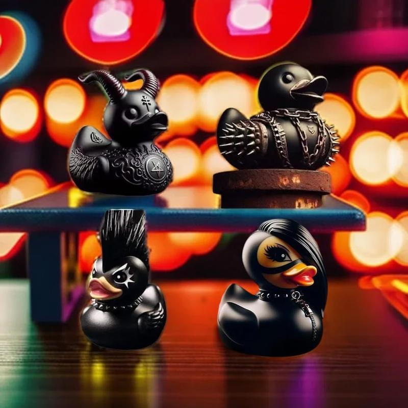 7 count Christmas Whimsy Goth Duck Decor, Gothic Little Resin Duck Figurine Halloween Statue Ducks Office Desk Decor Car Decorations,Gothic Duck Decor for Car Decor Tabletop Ornaments Christmas Gifts