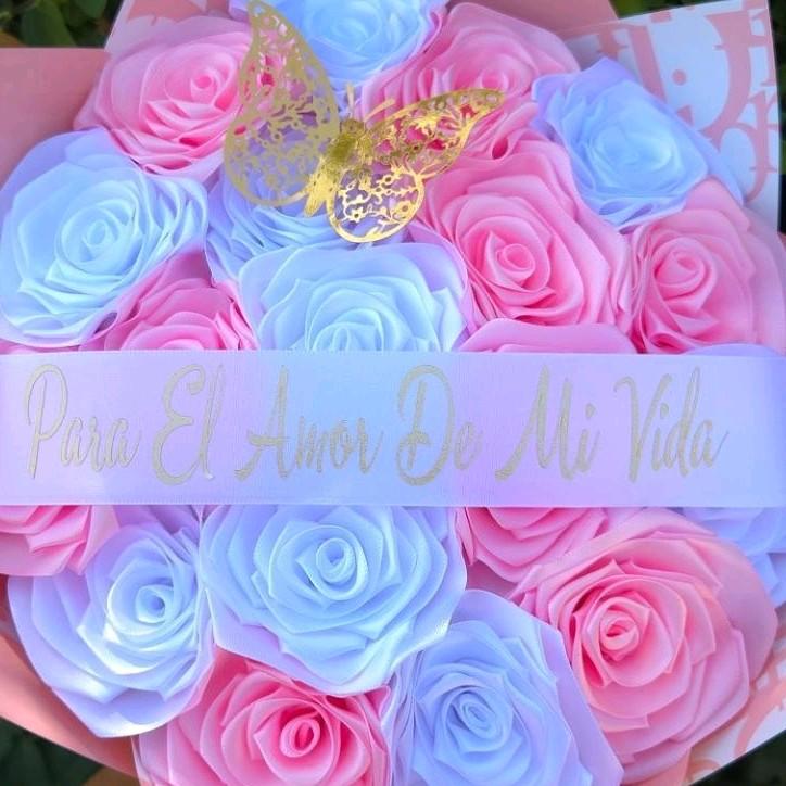 Para El Amor De Mi Vida flores eternas eternal rose bouquet liston ribbon arrangement gift regalo decor decoration room Decorative