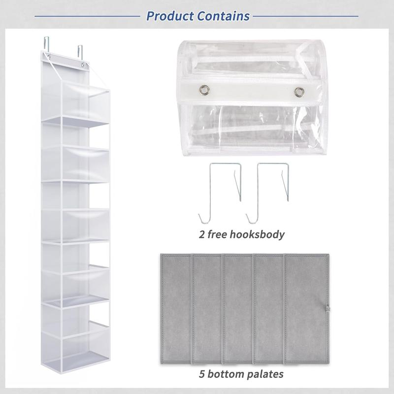 5-Shelf Over The Door Hanging Pantry Organizer, Room Organizer with Clear Plastic Pockets, 25lb Ultra Sturdy & Large Capacity for Closet, Bedroom, Nursery, Bathroom and Sundries