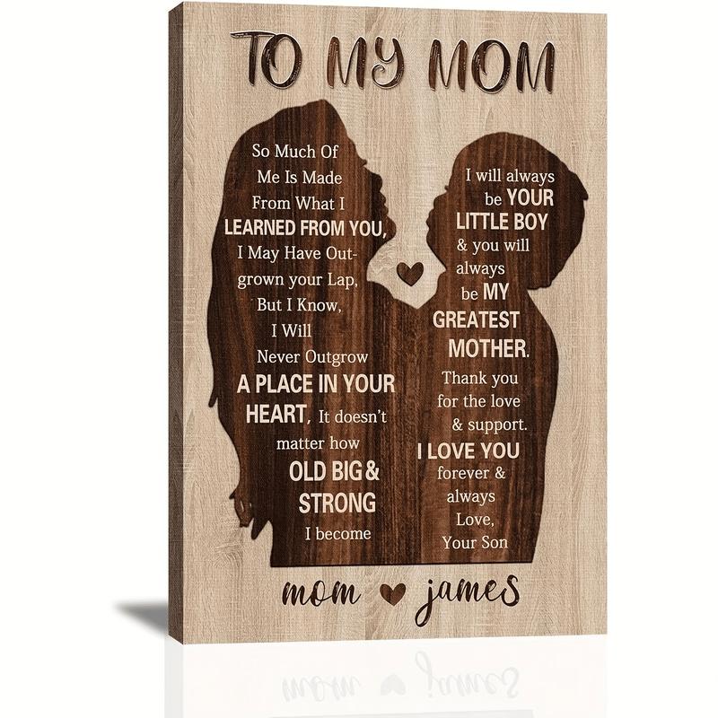 Unframed Mothers Day Gift For Mom From Son, To My Mom Birthday Print Poster, Ideal Gift for Hanging Decor Any Occasions Photo Wall