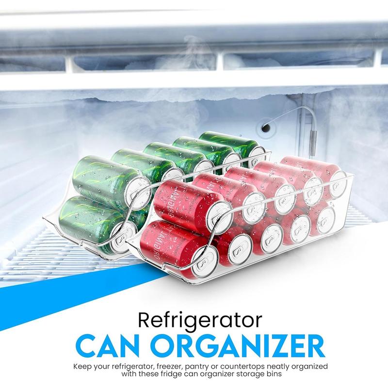 Can Organizer For Pantry - Soda Can Organizer For Refrigerator - Can Storage Organizer Pantry, Fridge & Freezer Organization - Holds  & Soup Can (Clear, Pack of 2)