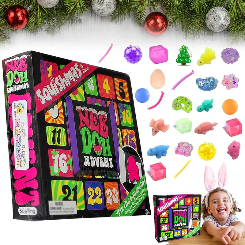 NeeDoh Advent Calendar 2024, Nee doh advent calendar, Christmas Advent Calendar 2024, 24 Day  Christmas Countdown Calendar with 24 Piece Mini Squeeze Xmas Gift