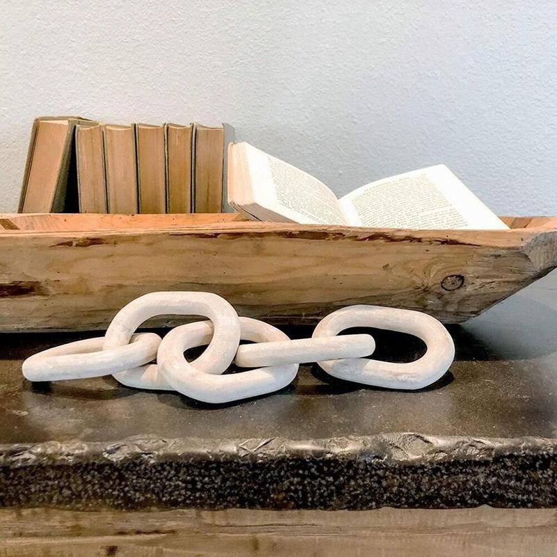 Wooden Chain Link Design Decor, Tabletop Decorative Ornaments, Coffee Table Desktop Adornment for Office, Creative Decoration Accessories for Home