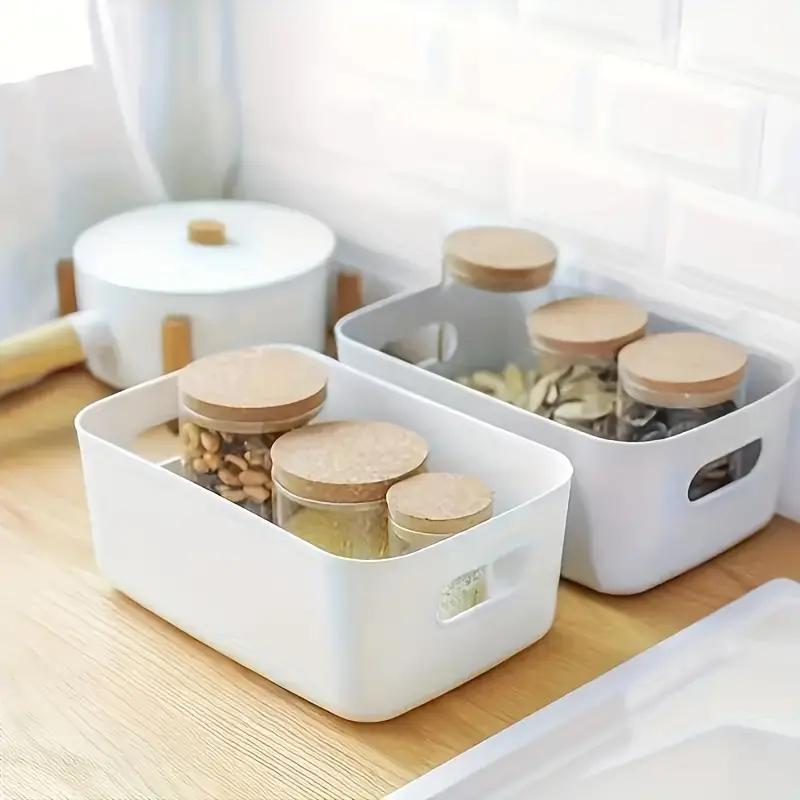 Kitchen Storage Box, 10pcs set Stackable Storage Box with Handle, Desktop Organizer for Home Kitchen Bathroom Office Dormitory