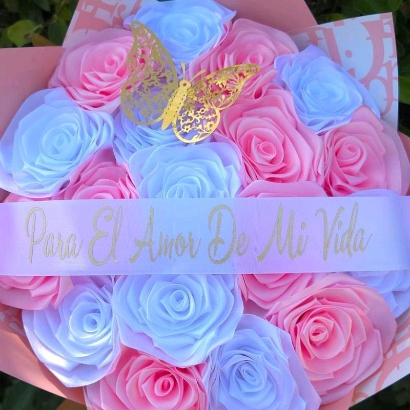 Para El Amor De Mi Vida flores eternas eternal rose bouquet liston ribbon arrangement gift regalo decor decoration room Decorative