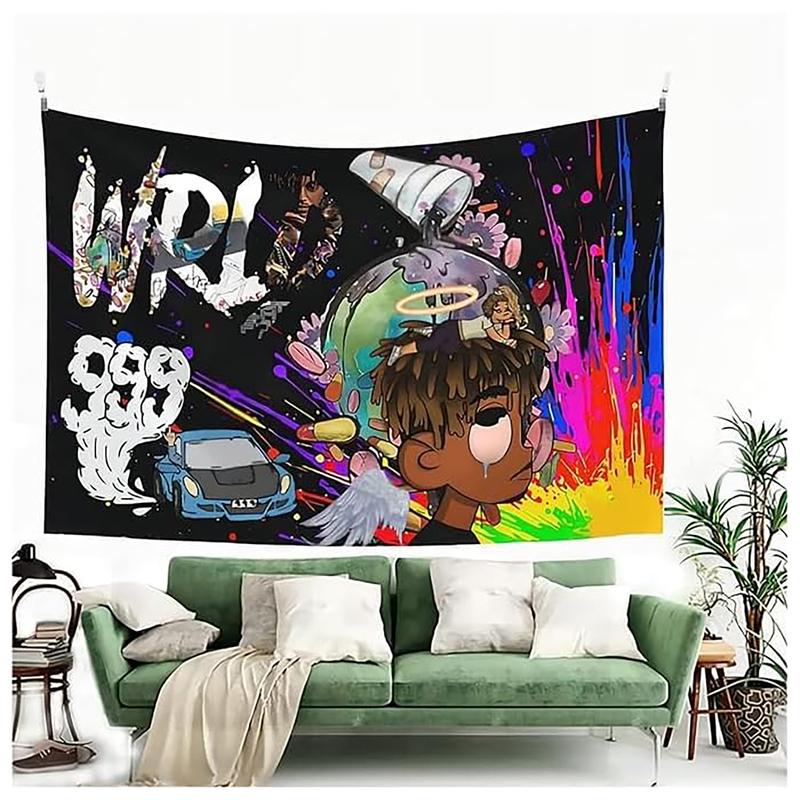 Rappe 3x5Ft Flags Juice Wrld Tapestry Wall Hanging for Bedroom College Dorm Rooms Decor Banner with 4 Brass Grommets