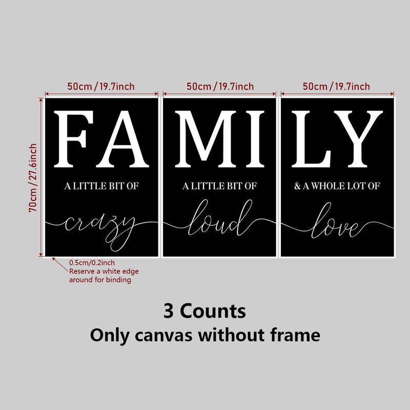 Family Themed Canvas Poster without Frame, 3 Counts set Modern Simple Wall Art Painting, Wall Art Decor for Home Living Room Bedroom Office