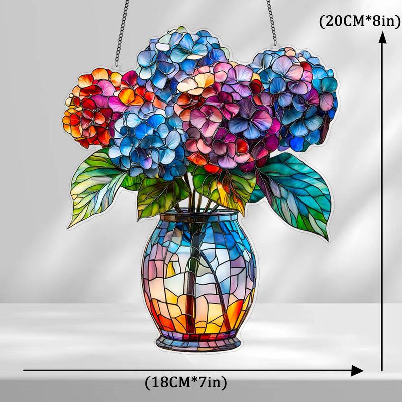 Hydrangea Design Hanging Decor, 1 Count Colorful Acrylic Hanging Ornament, Hanging Decor for Home Living Room Garden