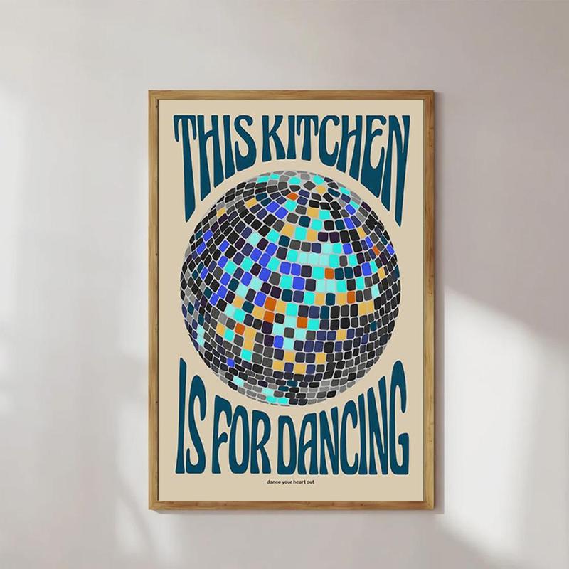 Vintage Disco Ball Pattern Unframed Painting, 1 Count Retro Kitchen Wall Art, Wall Decor for Home Living Room Bedroom, Home Decor