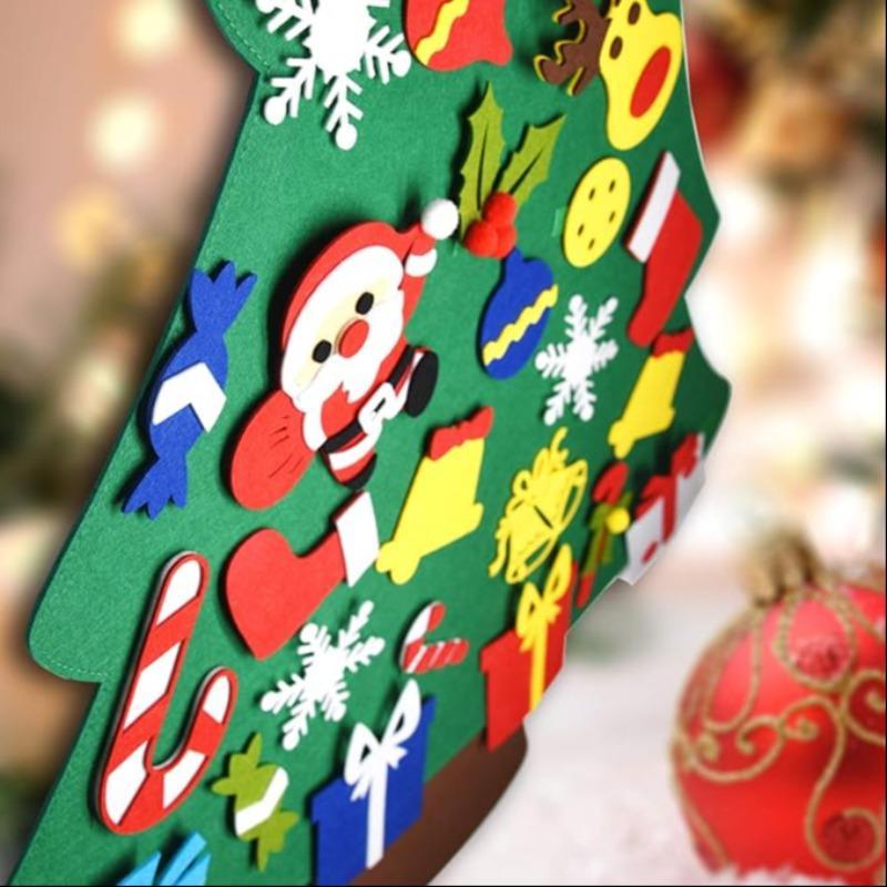 DIY Felt Christmas Tree with Detachable Decorations, 26 30pcs set Handmade Christmas Door Wall Hanging Decorations, DIY Christmas Tree for Home Decor