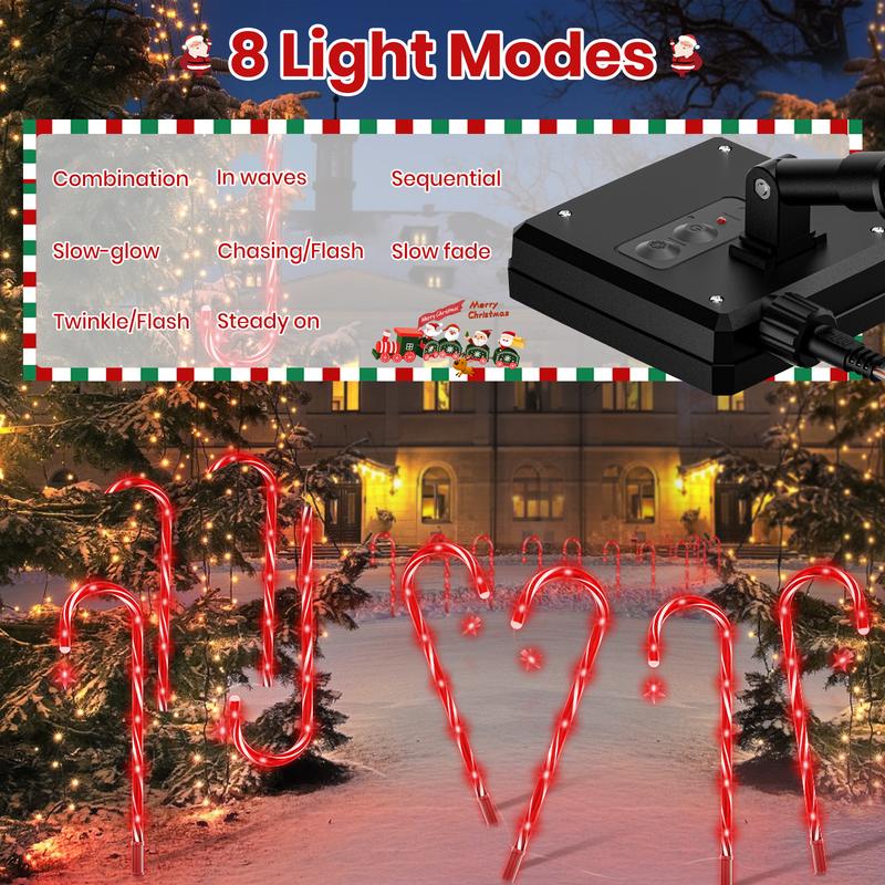 20 Pack 160 LED Christmas Solar Candy Cane Pathway Lights, 4x4