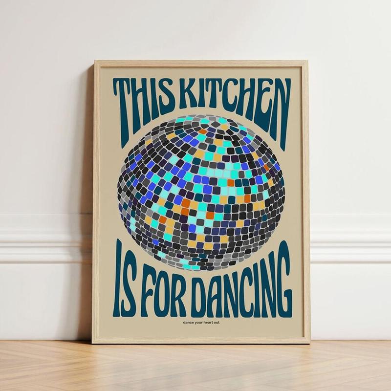 Vintage Disco Ball Pattern Unframed Painting, 1 Count Retro Kitchen Wall Art, Wall Decor for Home Living Room Bedroom, Home Decor