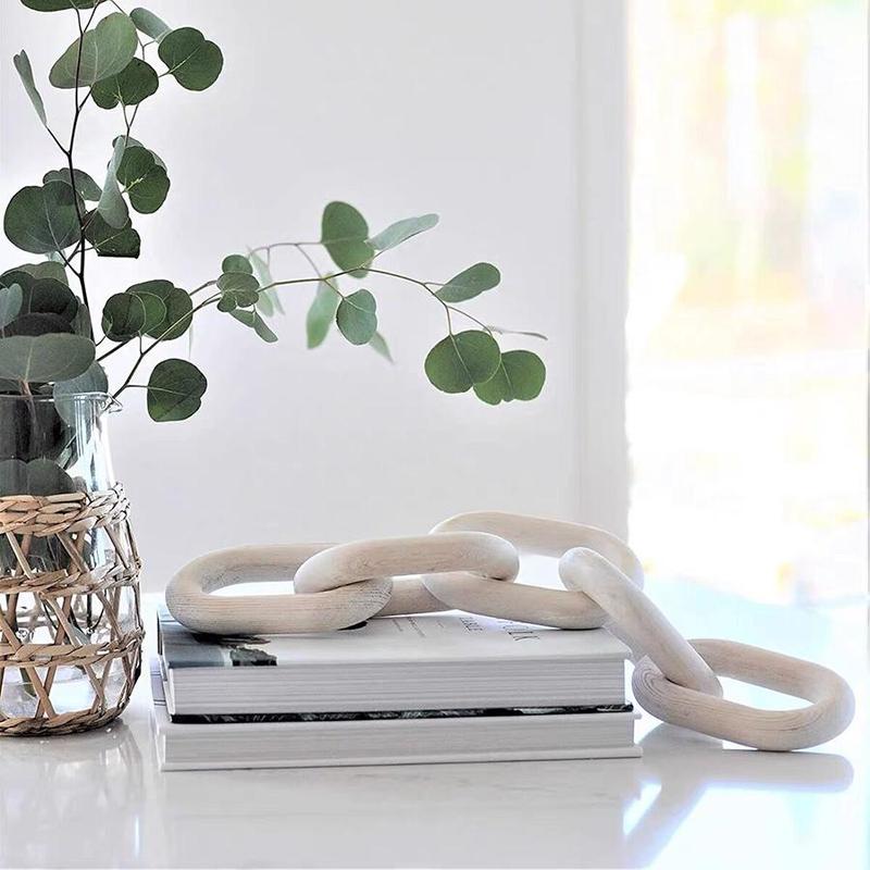 Wooden Chain Link Design Decor, Tabletop Decorative Ornaments, Coffee Table Desktop Adornment for Office, Creative Decoration Accessories for Home