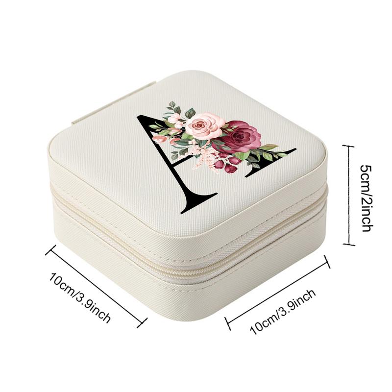 Letter & Flower Pattern Jewelry Storage Box, 1 Count Portable Multi-grid Home Organizer, Travel Storage Box for Necklace Earrings Ring