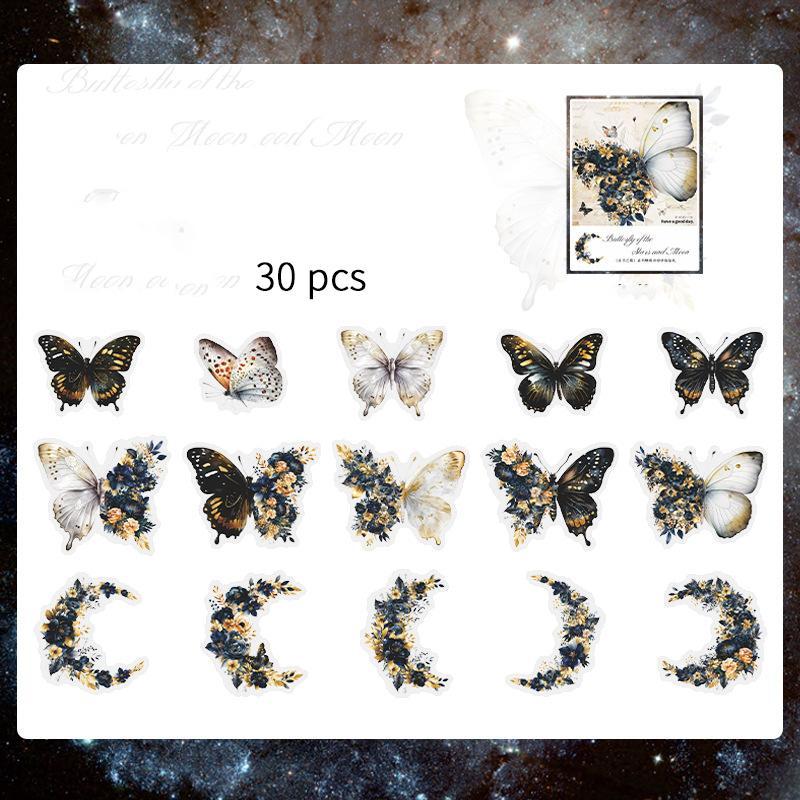 Butterfly & Flower Pattern Sticker (30pcs), Self Adhesive Decor Paper, Decor Sticker for Gift Greeting Card Water Bottle Laptop Phone