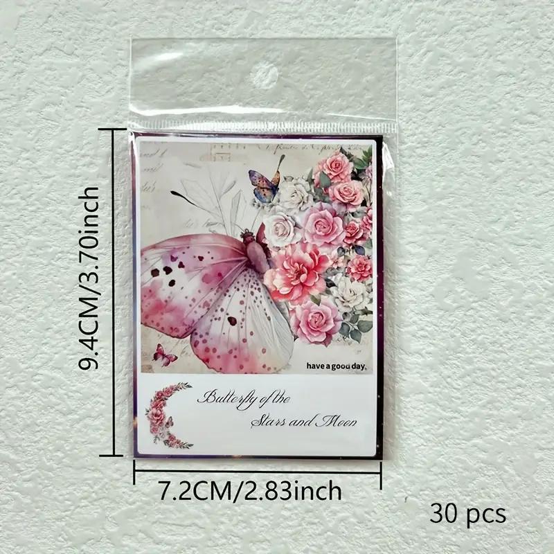 Butterfly & Flower Pattern Sticker (30pcs), Self Adhesive Decor Paper, Decor Sticker for Gift Greeting Card Water Bottle Laptop Phone