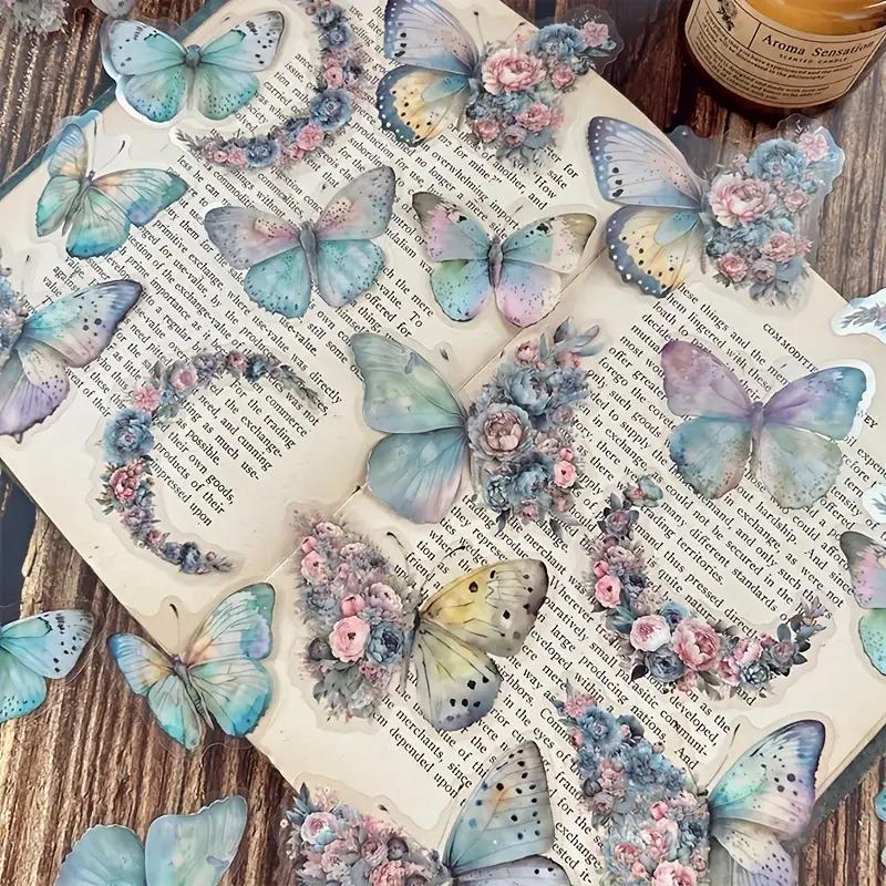 Butterfly & Flower Pattern Sticker (30pcs), Self Adhesive Decor Paper, Decor Sticker for Gift Greeting Card Water Bottle Laptop Phone