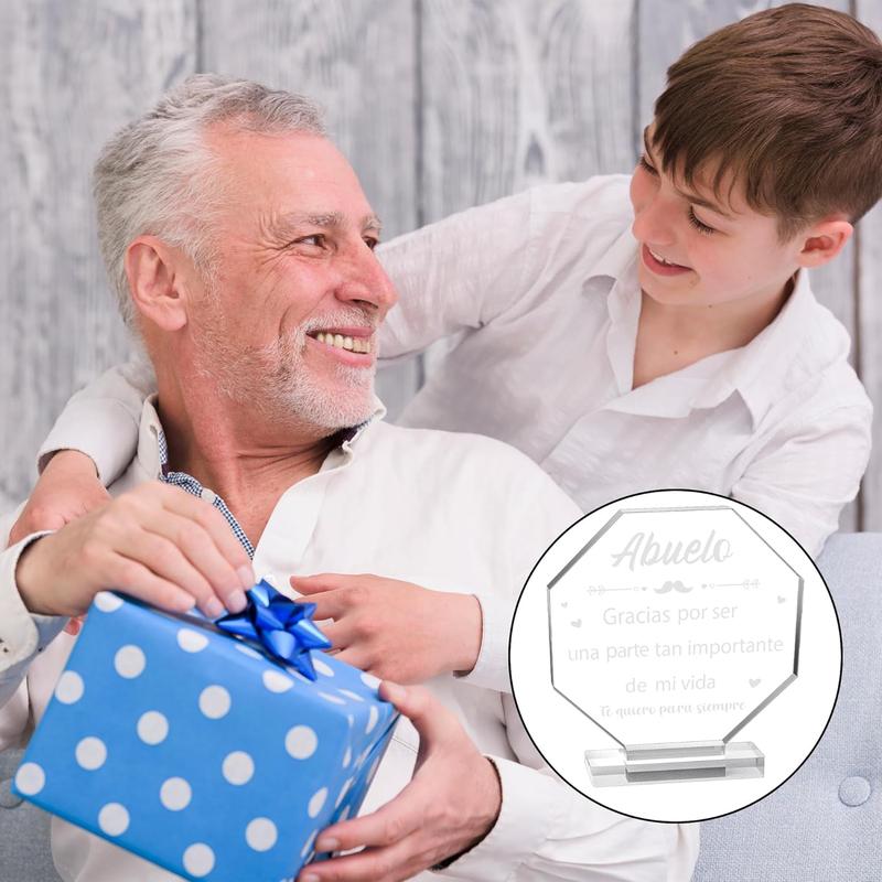 Spanish Grandpa Birthday Gifts - Regalos para Abuelo Octagon  Gift Keepsake Paperweights Gift for Grandpa in Spanish Christmas Father's Day Gifts for Grandpa from Granddaughter Grandson