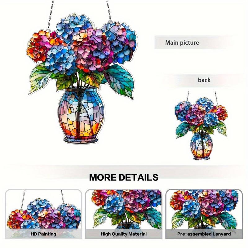 Hydrangea Design Hanging Decor, 1 Count Colorful Acrylic Hanging Ornament, Hanging Decor for Home Living Room Garden