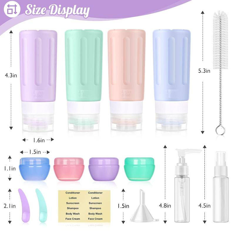 16 Pcs Silicone Bottles Set, Leak-Proof Design, Travel Size, TSA Approved for Toiletries, Portable Containers and Gifts for Women